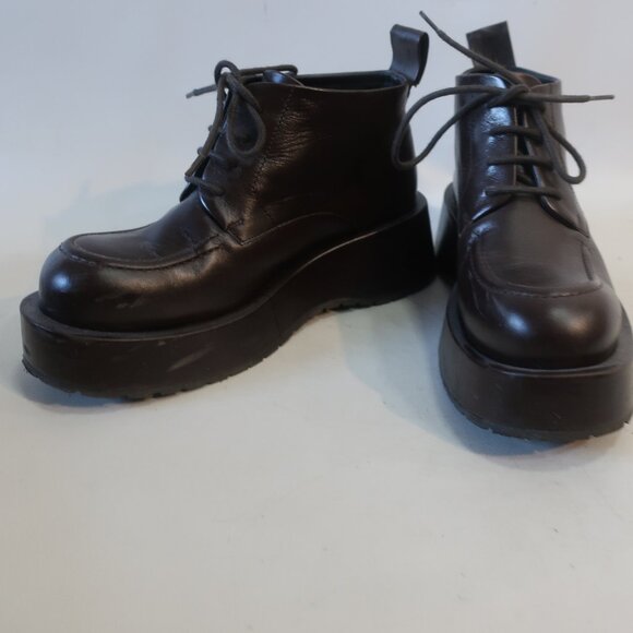 Womens Paloma Barcelo Dark Brown Leather Platform Shoe Bootie 38 US/7.5 - 8 - Picture 2 of 16